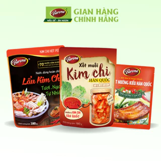 Combo 1 gói Xốt Muối Kim Chi Barona 180g + 1 Gói Nước dùng lẩu Kim Chi Barona 180g + 1 gói gia vị Nướng Hàn Quốc Barona