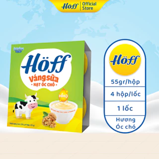 Váng sữa trẻ em Hoff hạt óc chó cho bé ăn dặm bổ sung DHA D3 Canxi hỗ trợ phát triển trí tuệ, 1 lốc (4 hộp x 55g)