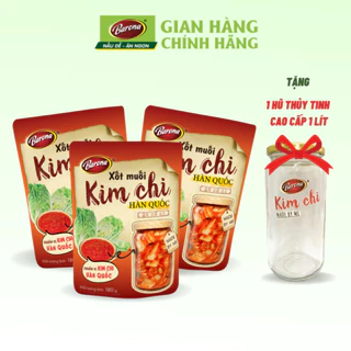 Xốt Muối Kim Chi Hàn Quốc Barona 180g, Combo 3 gói Tặng 1 Hũ Thủy Tinh Cao Cấp (1 lít)