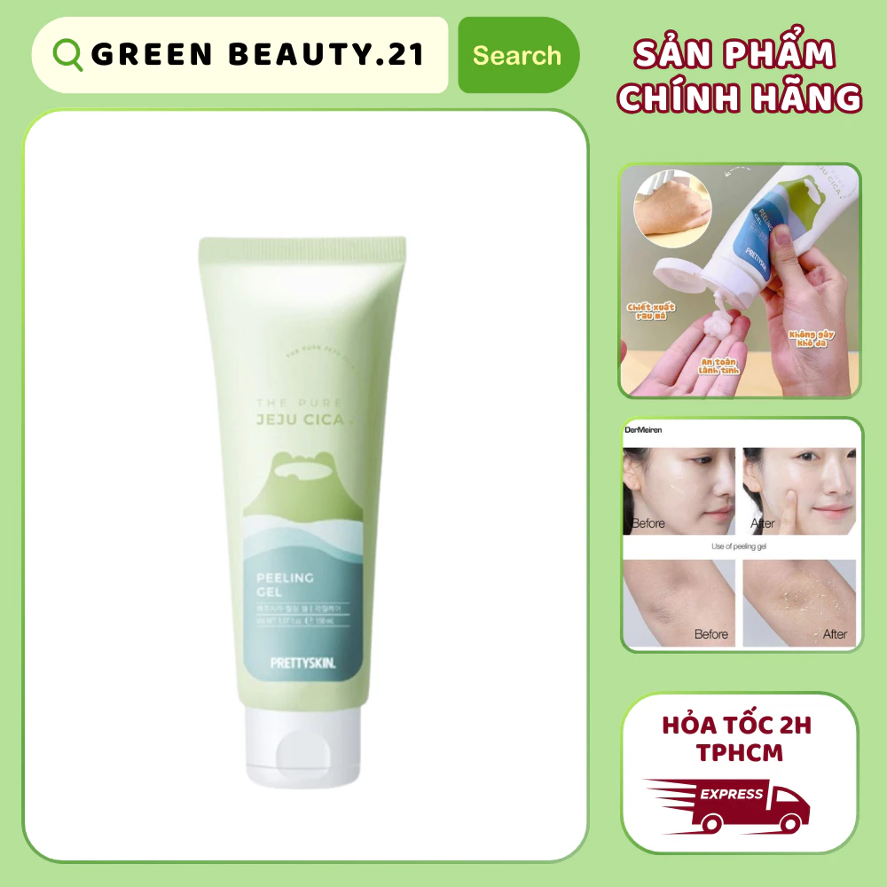 Tẩy Da Chết Rau Má Jeju Cica Prettyskin 150ml