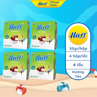 Sữa chua hoa quả Hoff vị TÁO cho bé từ 6 tháng tuổi, bổ sung men lợi khuẩn, tốt cho tiêu hóa - 4 LỐC (16 hộp x 55g)