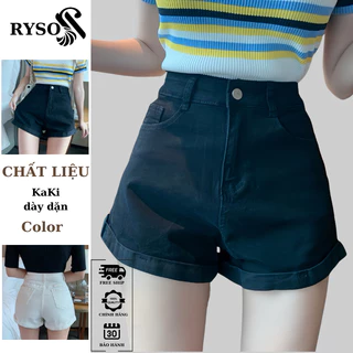 Quần đùi nữ kaki nữ lưng cao trơn , quần short nữ kaki cạp cao có  túi đen trắng ,quần dance ôm eo RYSO FASHION