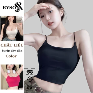 Áo 2 Dây Croptop Sợi Bún Có Mút , ￼Áo Bra Nữ 2 Dây Mảnh 2 Lớp  Đa Sắc Màu Trơn Có Màu Hồng Đậm  RYSO FASHION