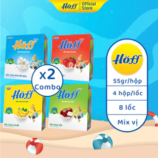 2 Combo sữa chua ăn mix vị Hoff dành cho bé cải thiện hệ tiêu hóa bổ sung lợi khuẩn 8 LỐC (16 hộp x 55g)