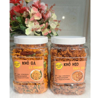 Combo 1kg khô gà lá chanh, khô heo cháy tỏi