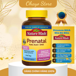 Vitamin tổng hợp bà bầu Mỹ Nature Made Prenatal Multi DHA 150 viên, Bổ bầu mỹ Prenatal số 1 Mỹ