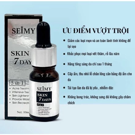 Serum giảm mụ.n thâm rỗ Seimy mẫu mới - Skin 7 Days - Công dụng 5 trong 1 hiệu quả sau 7 ngày lọ 10ml