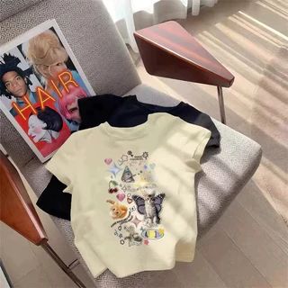 Áo Thun Baby Tee CaoQiuStore Áo Thun Cotton Cổ Tròn Áo phông nữ mùa hè xinh xắn in hoạt hình cute