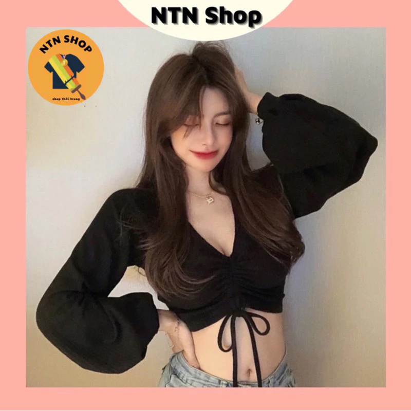 Áo Tay Dài (tay phồng) Croptop Rút Shop NTN cn.