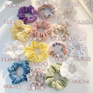 Dây Buộc Tóc Vải Scrunchies Màu Trơn Pastel Xinh Xắn Thời Trang Dành Cho Bạn Gái