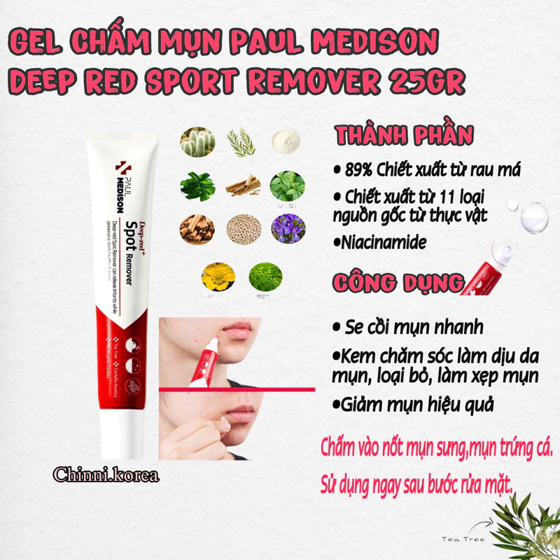 [Bill Hàn]Chấm mụn Paul Medison Deep red Sport Remover 25gr