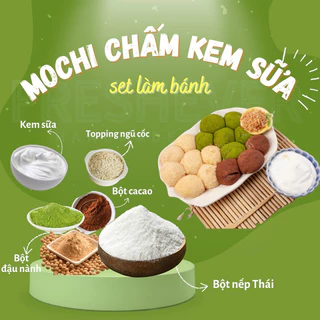 Set làm bánh mochi chấm kem sữa 3 vị thành phẩm 40 viên set to đầy đủ nguyên liệu - Freshever