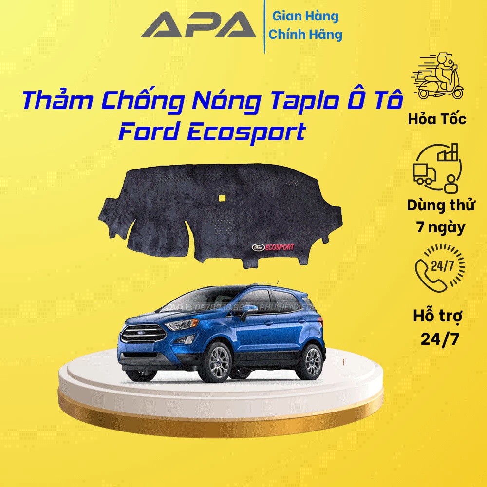 Thảm taplo ô tô lông cừu 📌HÀNG LOẠI I📌 xe Ford EcoSport [MỚI NHẤT] có 3 lớp chống trượt