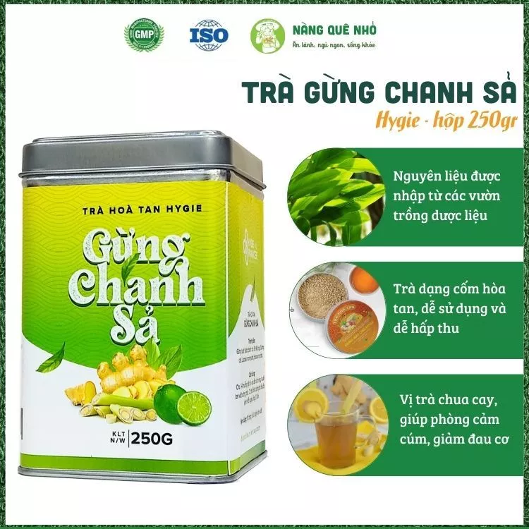 Trà Gừng Chanh Sả Hòa Tan Hygie Tăng Sức Đề Kháng, Trà Giảm Cân Giảm Mỡ Thừa Thanh Lọc Cơ Thể 250gr