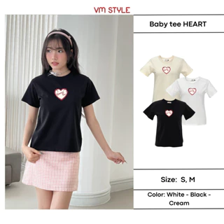 Áo thun babytee nữ VMSTYLE tay ngắn cổ tròn in hình trái tim đỏ dễ thương thời trang TT02 ATU00613