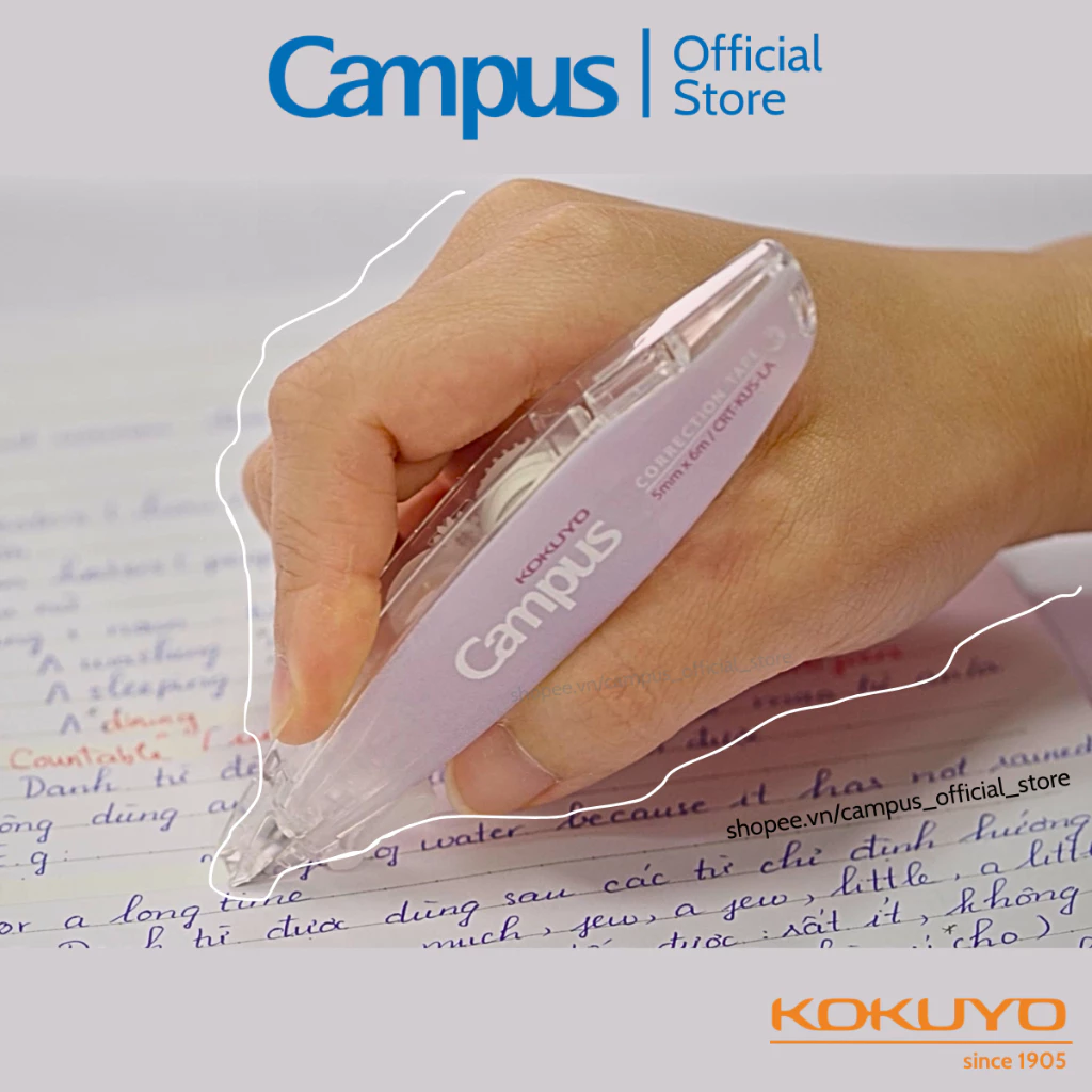 Băng Xoá Kéo Nhỏ Gọn Kusumi 5mmx6m Đầu Thép Không Gỉ & Refill Made In Japan Chính Hãng Campus
