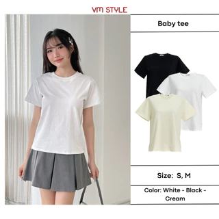 Áo thun babytee nữ VMSTYLE tay ngắn cổ tròn trơn nhiều màu basic thời trang đi học, đi chơi ATU00613