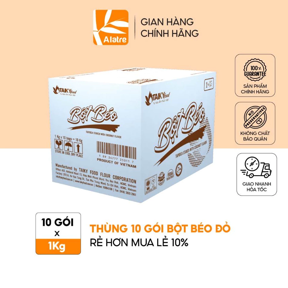 Thùng Bột Béo Đỏ TÀI KÝ 10 Gói x 1Kg - Hàng Chính Hãng Date Mới Nhất!