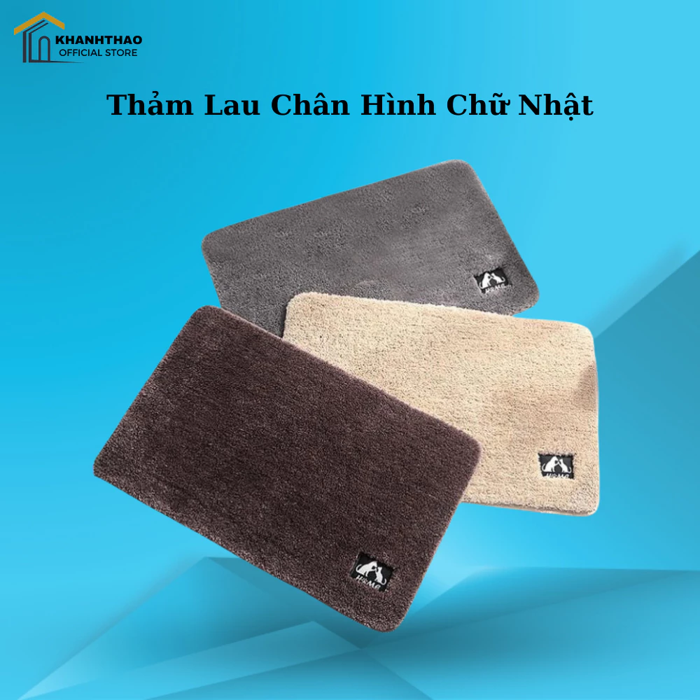 Thảm lau chân hình chữ nhật len mềm mịn thấm hút nhanh dày dặn chống trơn trượt - K209