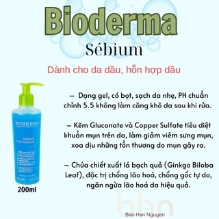 SỮA RỬA MẶT BIODERMA GEL MOUSSANT 200ML XANH