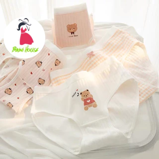 SET 5 Quần Lót Gấu Kẻ Hông, Cotton Nữ Kháng Khuẩn Thoáng Khí Thấm Hút Mồ Hôi Siêu Cute 272