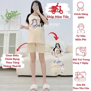 [BEST SELLER] ( 40kg - 75kg ) Đồ Bộ Bầu Và Sau Sinh , Thun Cotton, Cô Bé WOODY, Form Dễ Mặc Siêu Mát