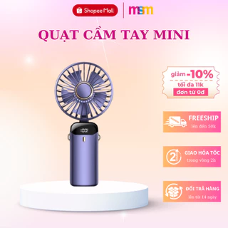 Quạt mini cầm tay MISUMA pin khủng, tích điện gấp gọn 5 cấp độ gió linh hoạt, hiện thị đèn led % pin