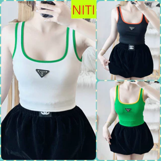 [CRTUN1505] ÁO CROPTOP KIỂU LỬNG NỮ 2 DÂY 3 LỖ MẠC TAM GIÁC ĐEN MÀU TRẮNG ĐEN XANH CAM VÀNG CO GIÃN DÀY DẶN