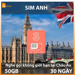 Sim Du Lịch Anh Quốc 50Gb 30 ngày