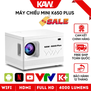 Máy Chiếu Mini K650 Chính Hãng KAW Chất Lượng Siêu Nét Hỗ Trợ 4K, Độ Sáng Cao, Hệ Điều Hành Androi 10 Bảo Hành 12 Tháng