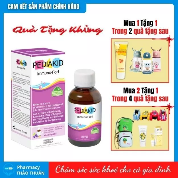 [Chính Hãng] Pediakid Immuno- Fort tăng sức đề kháng tăng cường miễn dịch lọ 125ml