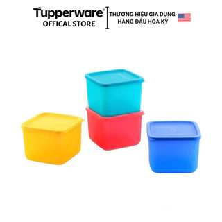 Bộ hộp bảo quản thực phẩm Tupperware Medium Square Round 1L (4 hộp) - Bảo hành trọn đời - Nhựa nguyên sinh, an toàn