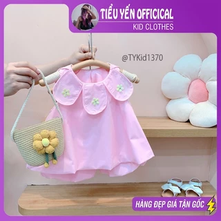 Quần áo trẻ em, Quần áo hè bé gái, set áo thô cổ cánh hoa và quần bí cho bé 9-25kg S1370 | Tiểu Yến Kid