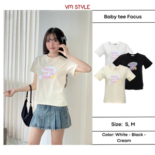 Áo thun babytee nữ VMSTYLE tay ngắn in chữ Focus on the Good dễ thương thời trang FG02 ATU00613