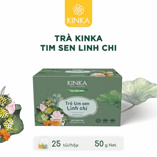 Trà tim sen linh chi KINKA - trà thảo mộc giúp an thần, tốt cho tim mạch, điều hoà huyết áp, 50g (25 túi x 2g)