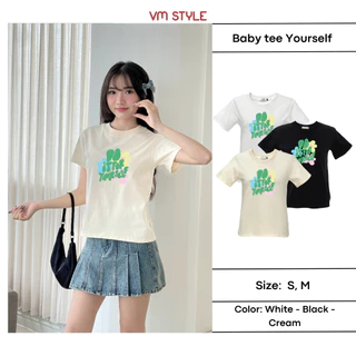 Áo thun babytee nữ VMSTYLE tay ngắn cổ tòn in chữ Do it for yourself basic thời trang DIY02 ATU00613