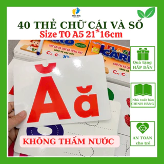 Flashcard  CHỮ CÁI TIẾNG VIỆT và CHỮ SỐ khổ TO A5 không thấm nước, viết xoá được kèm bút | Waky Kids