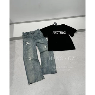 Quần Bò Jeans Nữ Ống Rộng Dáng Suông Thêu Chữ X, Quần Bò Denim Ống Rộng Cạp Cao Siêu Hách Dáng Choushop