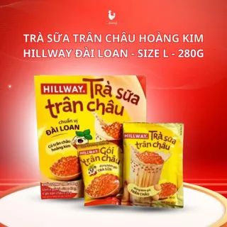 Trà sữa trân châu Hoàng Kim Hillway chuẩn vị Đài Loan size L hộp 280g - Gồm 4 gói trà sữa x 40g và 4 gói trân châu x 30g