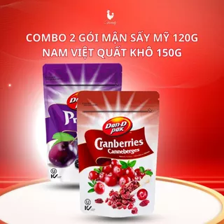 Combo 2 bịch Nam việt quất sấy 150g và Mận sấy Mỹ 120g Dan. D Pak - Ngăn ngừa tình trạng loãng xương