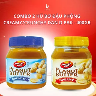 Combo 2 hũ bơ đậu phộng Crunchy/Creamy Dan. D Pak 400g - thành phần tự nhiên, phù hợp ăn kiêng