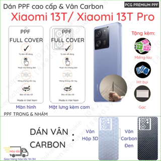 Dán PPF & Vân Carbon Xiaomi 13T/ Xiaomi 13T Pro dành cho màn hình, mặt lưng loại trong, nhám mờ chuẩn xịn, cao cấp