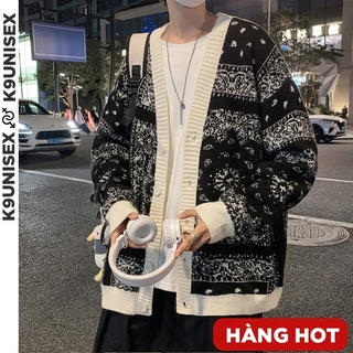 Áo Cardigan nam len họa tiết, áo khoác cadigan nam phong cách Hàn Quốc F004