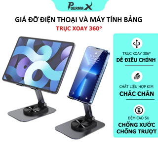 Giá đỡ điện thoại máy tính bảng để bàn Poermax P200 xoay 360 độ làm bằng hợp kim cứng cáp và chắc chắn