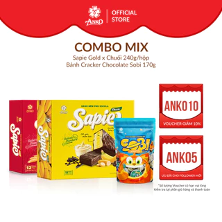 Bánh Socola Sapie Vị Gold, Chuối & Bánh Cracker Chocolate Sobi, Combo 2 Hộp x 240g Và 1 Túi x 170g