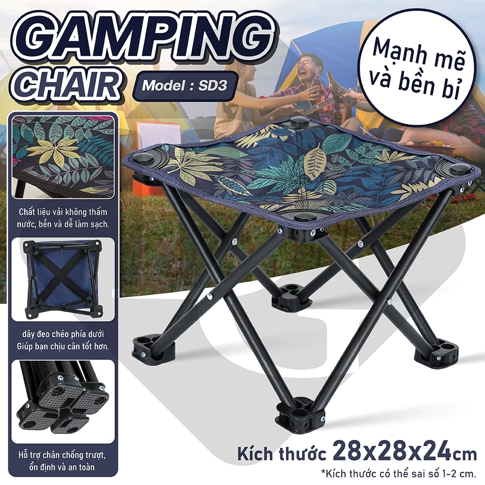 BG- BG - Ghế cắm trại, dã ngoại di động, dã ngoại, câu cá, có thể gấp gọn SD3