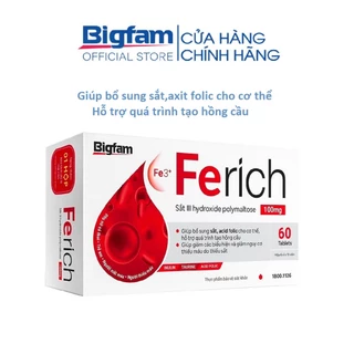 Viên uống bổ sung sắt, acid folic Ferich Bigfam hộp 60 viên (sử dụng được cho phụ nữ có thai và cho con bú)