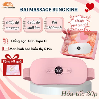 Đai massage bụng kinh,máy làm ấm bụng kinh 6 chế độ massage 6 cấp độ sưởi ấm Pin Lithium 1800mAh màn hình LCD