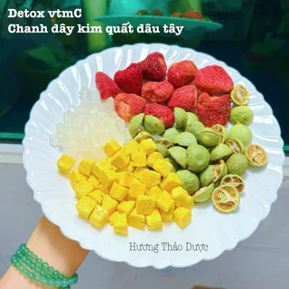 Mới Trà Hè - Trà Detox Chanh Dây Kim Quất Dâu Tây Sấy Lạnh - Bổ Sung VtmC Sáng Da Thanh Nhiệt