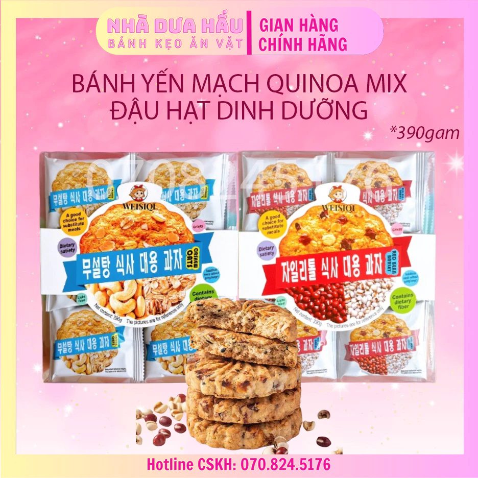 [390gam] Bánh ăn kiêng/ bánh lạt yến mạch quinoa mix đậu hạt dinh dưỡng Weisiqi - ăn vặt healthy ngon bổ rẻ